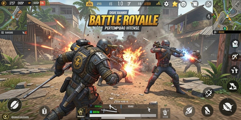 Gameplay seru dan penuh aksi di game Battle Royale.
