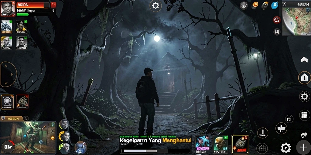 Tangkapan layar gameplay 68IDN yang menampilkan suasana menyeramkan.
