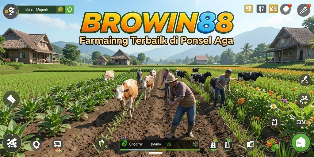 Screenshot gameplay BROWIN88 yang menunjukkan aktivitas pertanian.