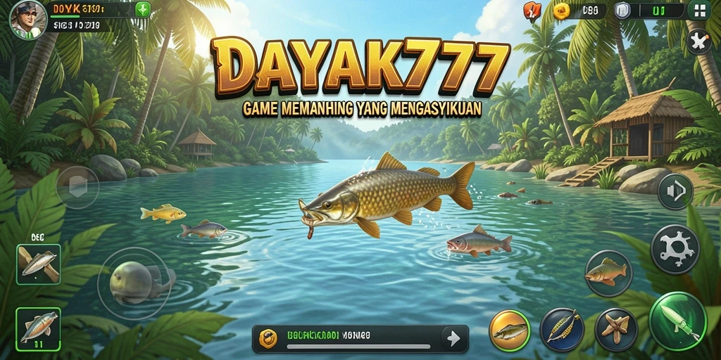 Screenshot gameplay DAYAK777 dengan pengalaman memancing yang seru.