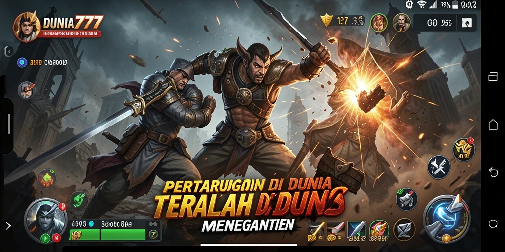 Tangkapan layar DUNIA777 memperlihatkan aksi seru dalam pertempuran Battle Royale.