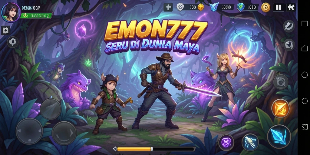 Tampilan utama EMON777 menampilkan gameplay petualangan yang mendebarkan.