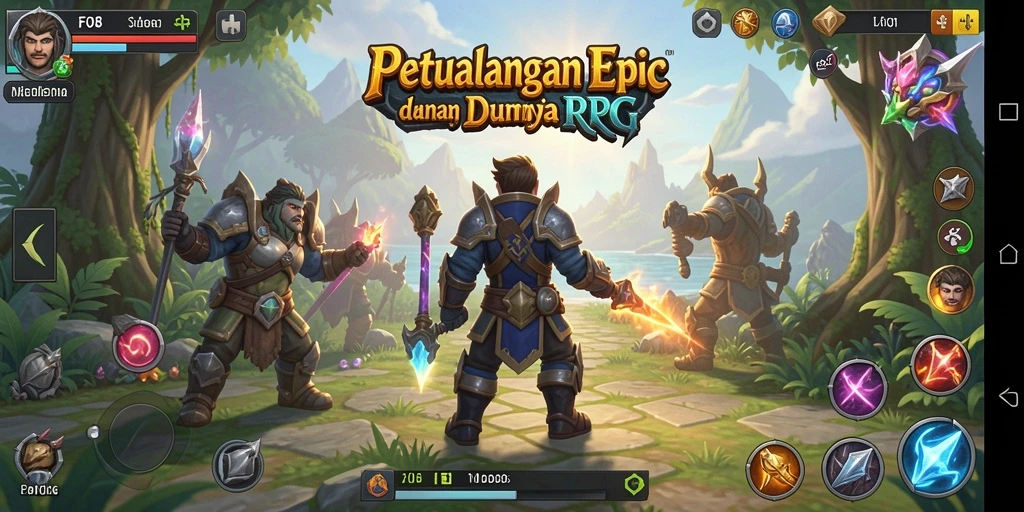 Tangkapan layar gameplay F08 yang menampilkan pertarungan epik dalam RPG.
