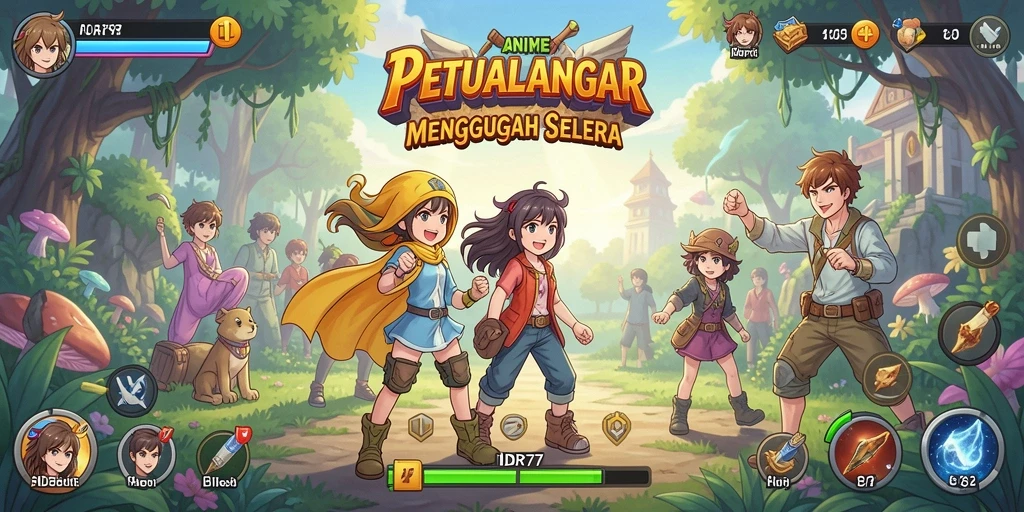 Gameplay seru dari IDR77 dengan karakter anime yang beragam.