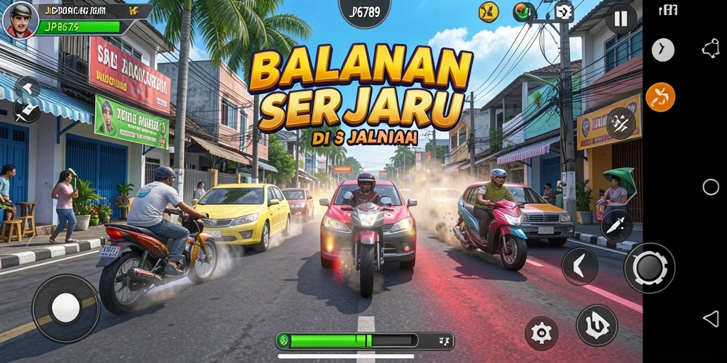 Tampilan gameplay JP6789 yang mendebarkan di lintasan balap.