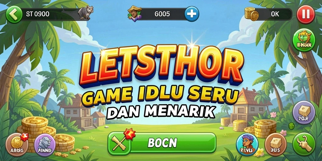 Tampilan gameplay LETSTHOR yang seru dengan karakter menarik.