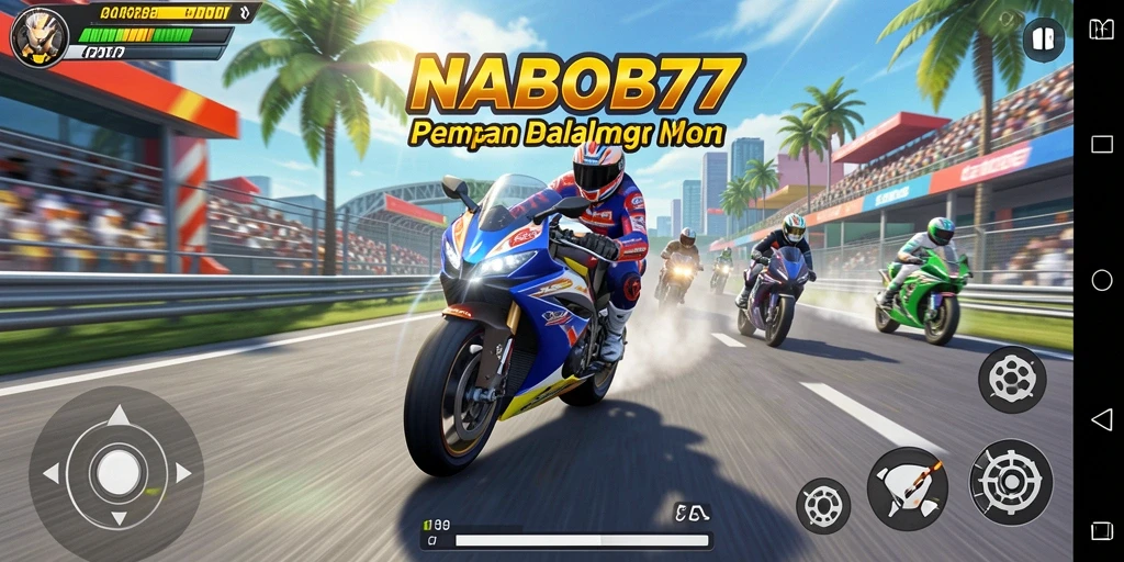 Screenshot NABOB77 menampilkan aksi balapan motor yang seru dan menegangkan.