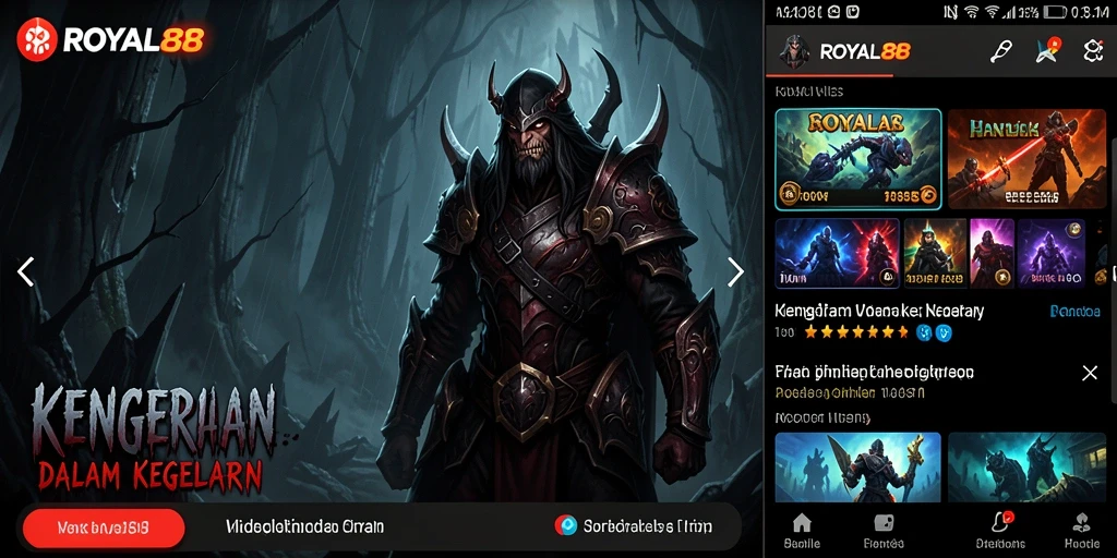 Screenshot gameplay ROYAL88 yang menampilkan suasana horor yang menyeramkan.