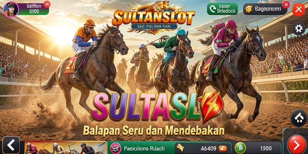 Tangkapan layar menunjukkan aksi balapan mendebarkan di SULTANSLOT.