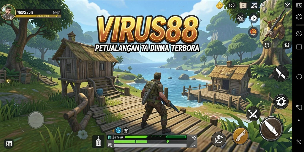 Tampilan gameplay VIRUS88 yang menakjubkan di dunia terbuka.